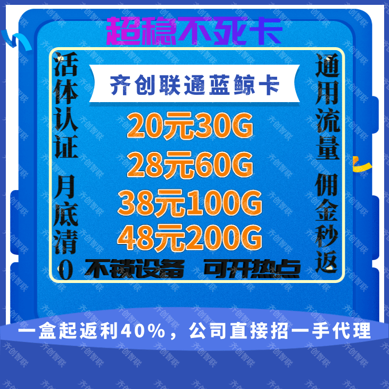 【齐创智联】联通最新5g卡板顶返50%