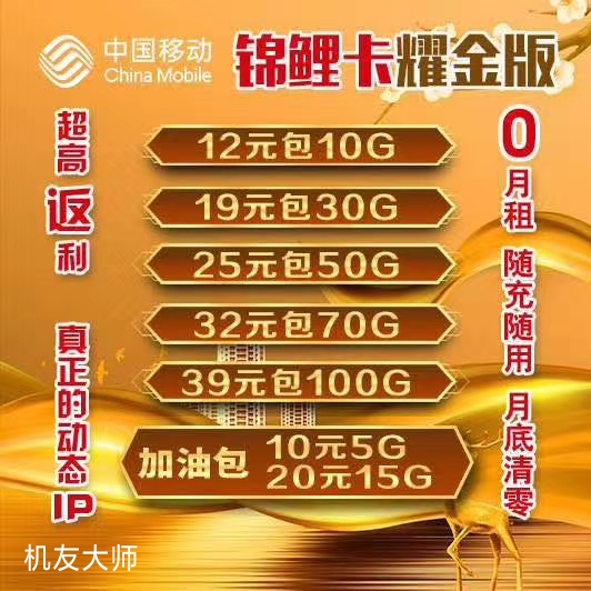 小象通信-小象移动锦鲤卡–动态IP不限速