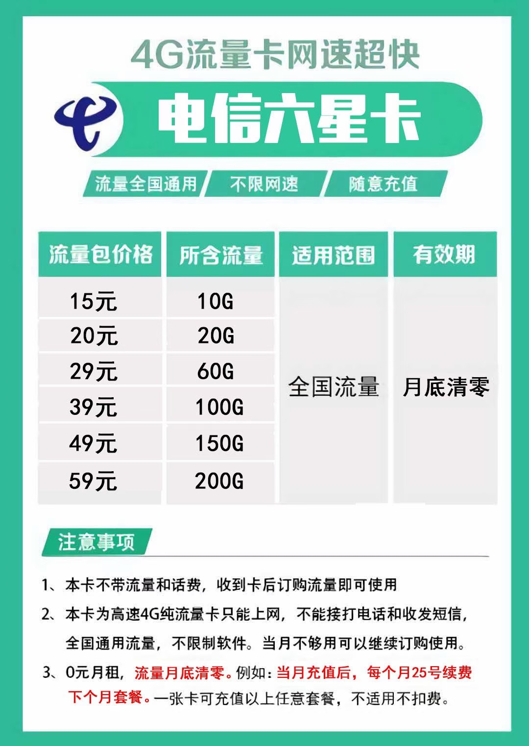 电信流量，百分百足量，视频党必备神器