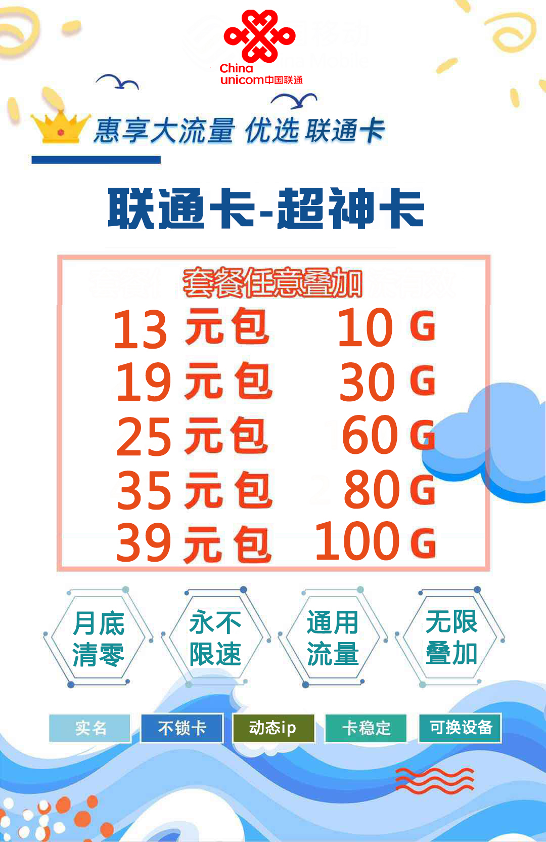 联通超神卡  招零售商 代理商 欢迎咨询