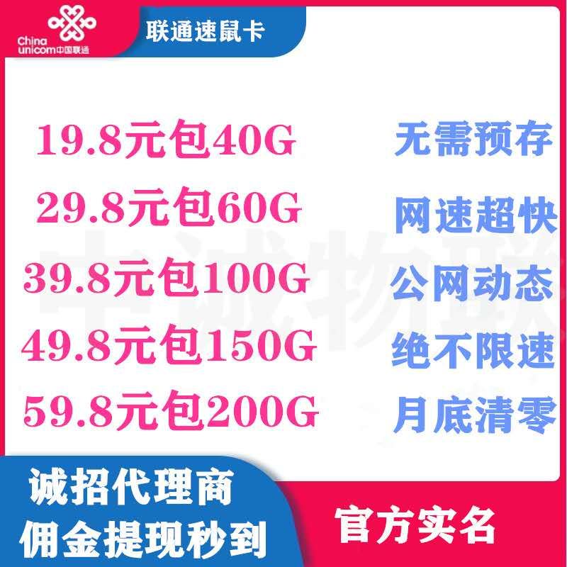 【中诚物联】中国联通 稳定资源 不限速度 公司政策透明，避免层层套