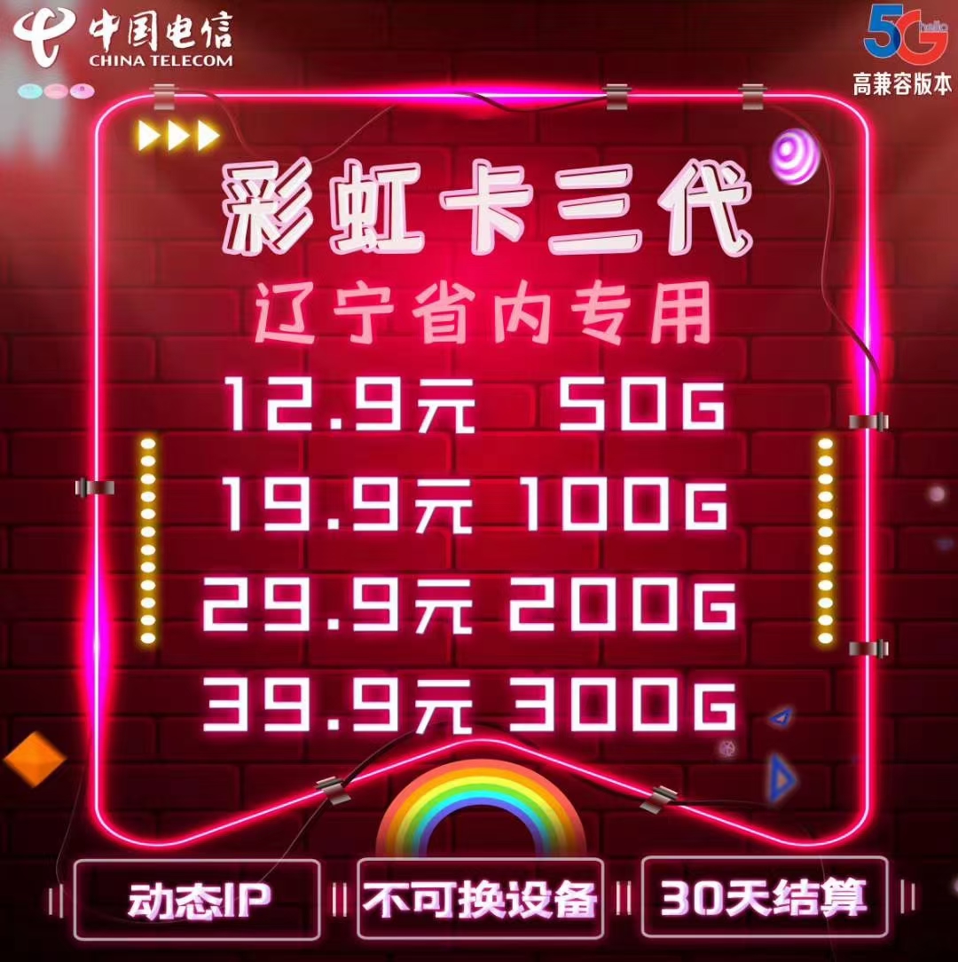 辽宁省内电信多资费19.9元100G