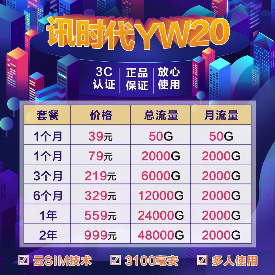 【随身WIFI】悦享2000G国内高政策