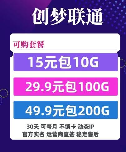 ⭐【创梦科技】回馈广大新老客户 联通 电信不限速流量卡1元全国包邮